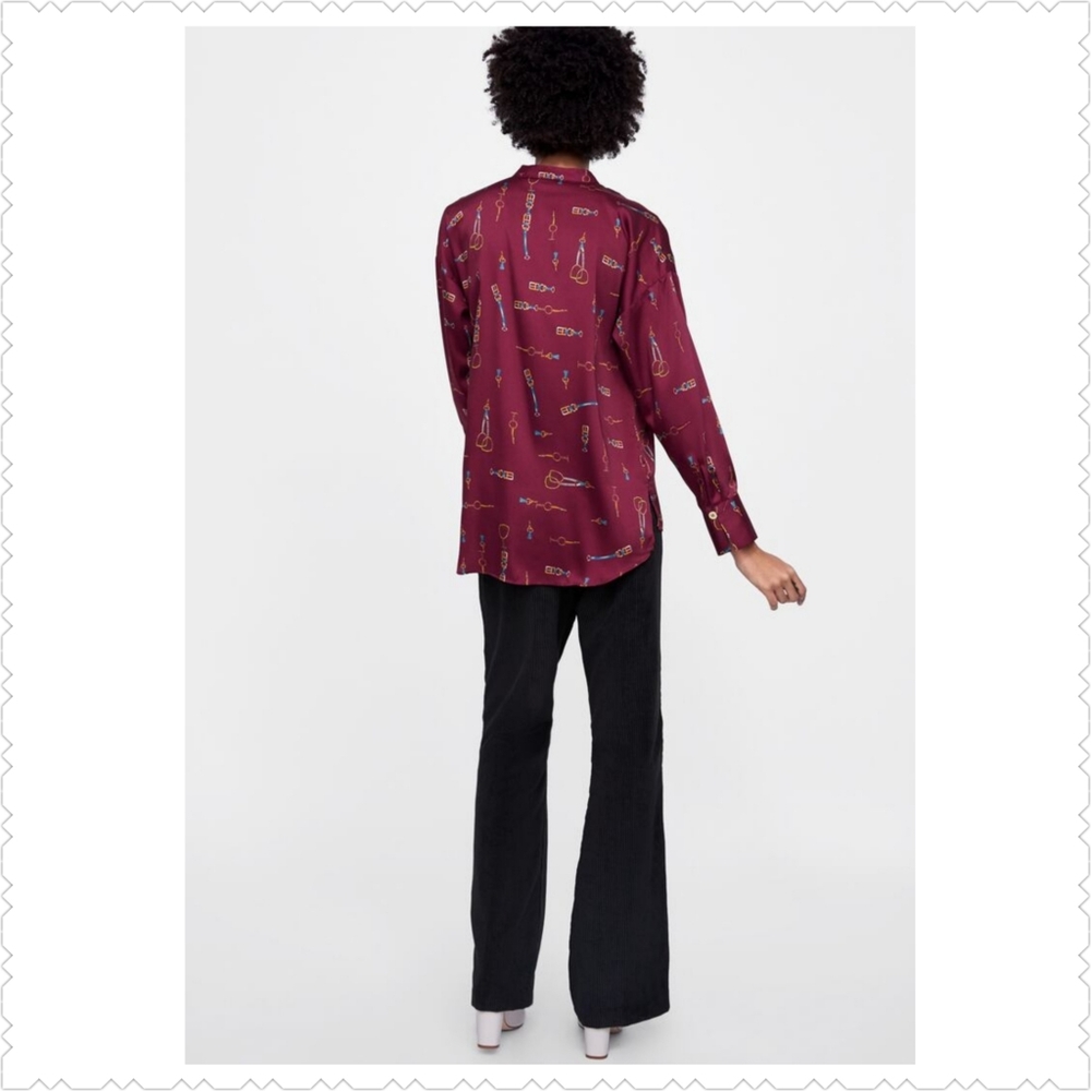 NWT Zara Women's Chain Print Top Size S - Picture 6 of 15